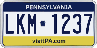 PA license plate LKM1237