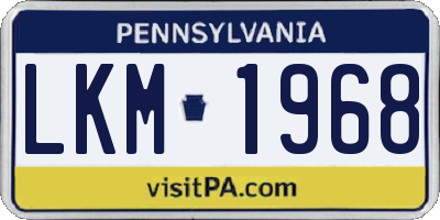 PA license plate LKM1968