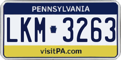 PA license plate LKM3263