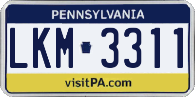 PA license plate LKM3311
