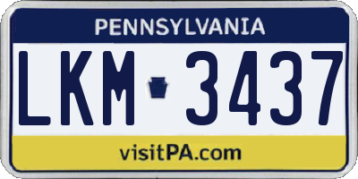PA license plate LKM3437