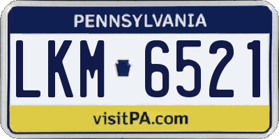 PA license plate LKM6521