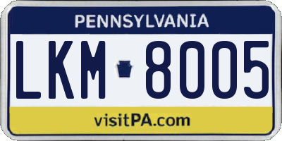 PA license plate LKM8005