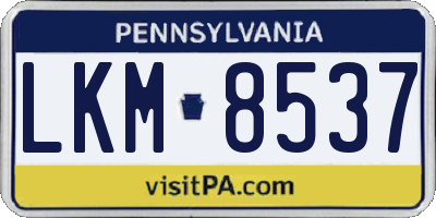 PA license plate LKM8537
