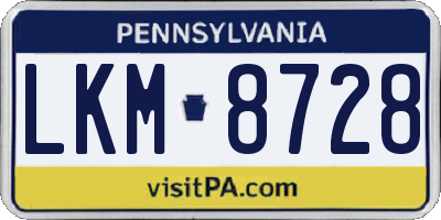 PA license plate LKM8728
