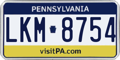 PA license plate LKM8754
