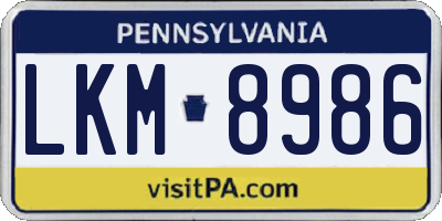 PA license plate LKM8986