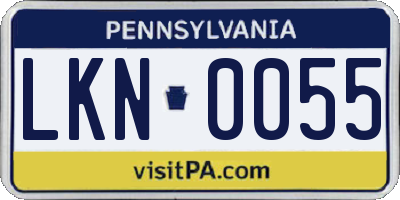 PA license plate LKN0055