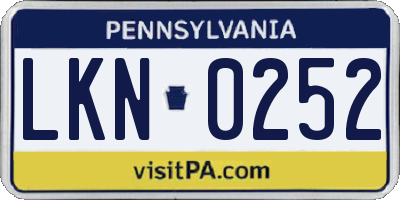 PA license plate LKN0252
