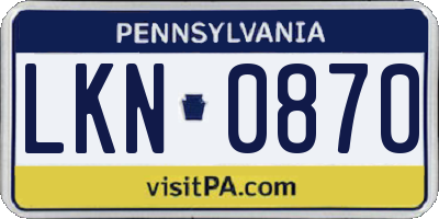 PA license plate LKN0870