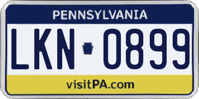 PA license plate LKN0899