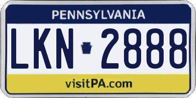 PA license plate LKN2888