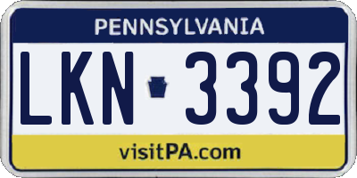 PA license plate LKN3392