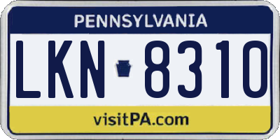 PA license plate LKN8310