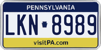 PA license plate LKN8989