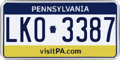 PA license plate LKO3387