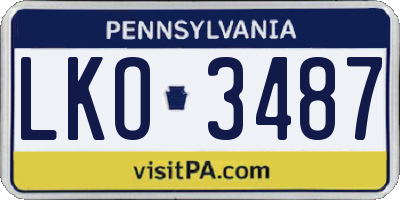 PA license plate LKO3487
