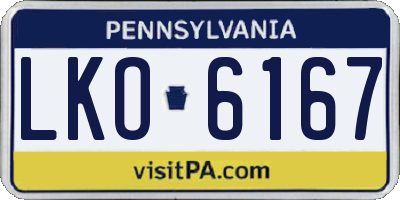 PA license plate LKO6167
