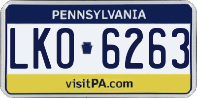 PA license plate LKO6263
