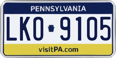 PA license plate LKO9105