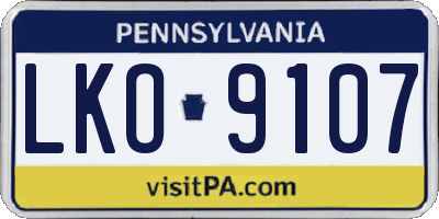 PA license plate LKO9107
