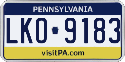 PA license plate LKO9183