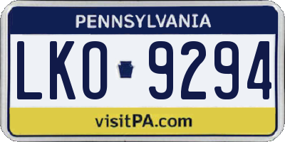 PA license plate LKO9294
