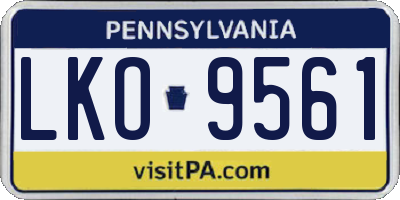 PA license plate LKO9561