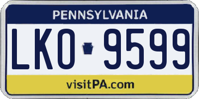 PA license plate LKO9599