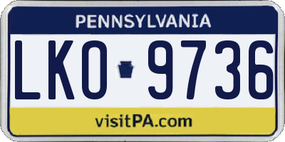 PA license plate LKO9736