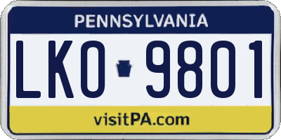 PA license plate LKO9801