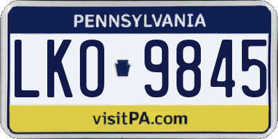 PA license plate LKO9845