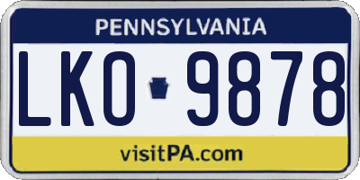 PA license plate LKO9878