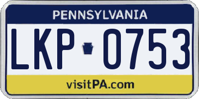 PA license plate LKP0753