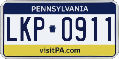 PA license plate LKP0911