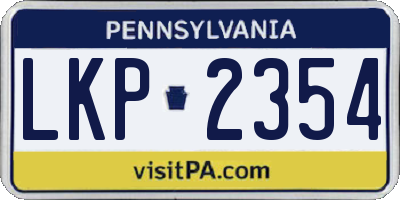 PA license plate LKP2354