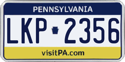 PA license plate LKP2356