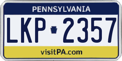 PA license plate LKP2357