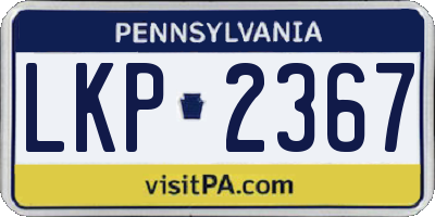 PA license plate LKP2367