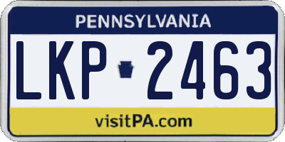 PA license plate LKP2463