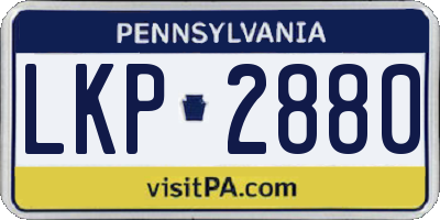 PA license plate LKP2880