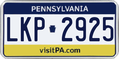 PA license plate LKP2925