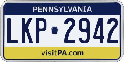 PA license plate LKP2942
