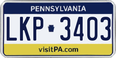 PA license plate LKP3403