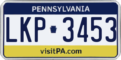 PA license plate LKP3453