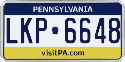 PA license plate LKP6648