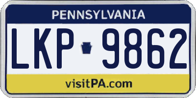 PA license plate LKP9862