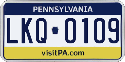 PA license plate LKQ0109