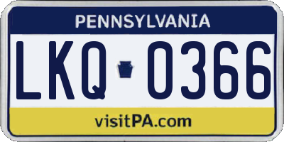 PA license plate LKQ0366