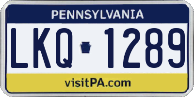 PA license plate LKQ1289